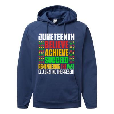 Junenth Is My Independence Day Believe Achieve Succeed Cool Gift Performance Fleece Hoodie