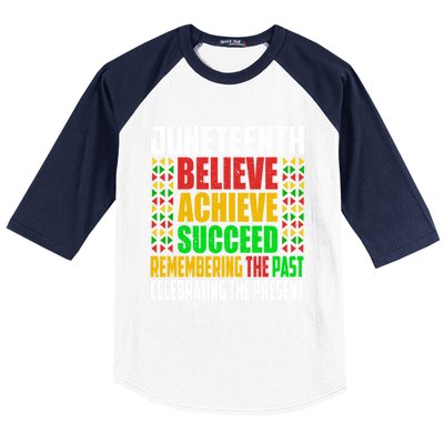 Junenth Is My Independence Day Believe Achieve Succeed Cool Gift Baseball Sleeve Shirt