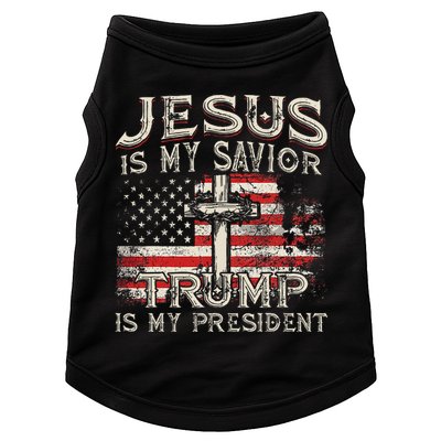 Jesus Is My Savior Trump Is My President Trump 2024 USA Flag Doggie Tank