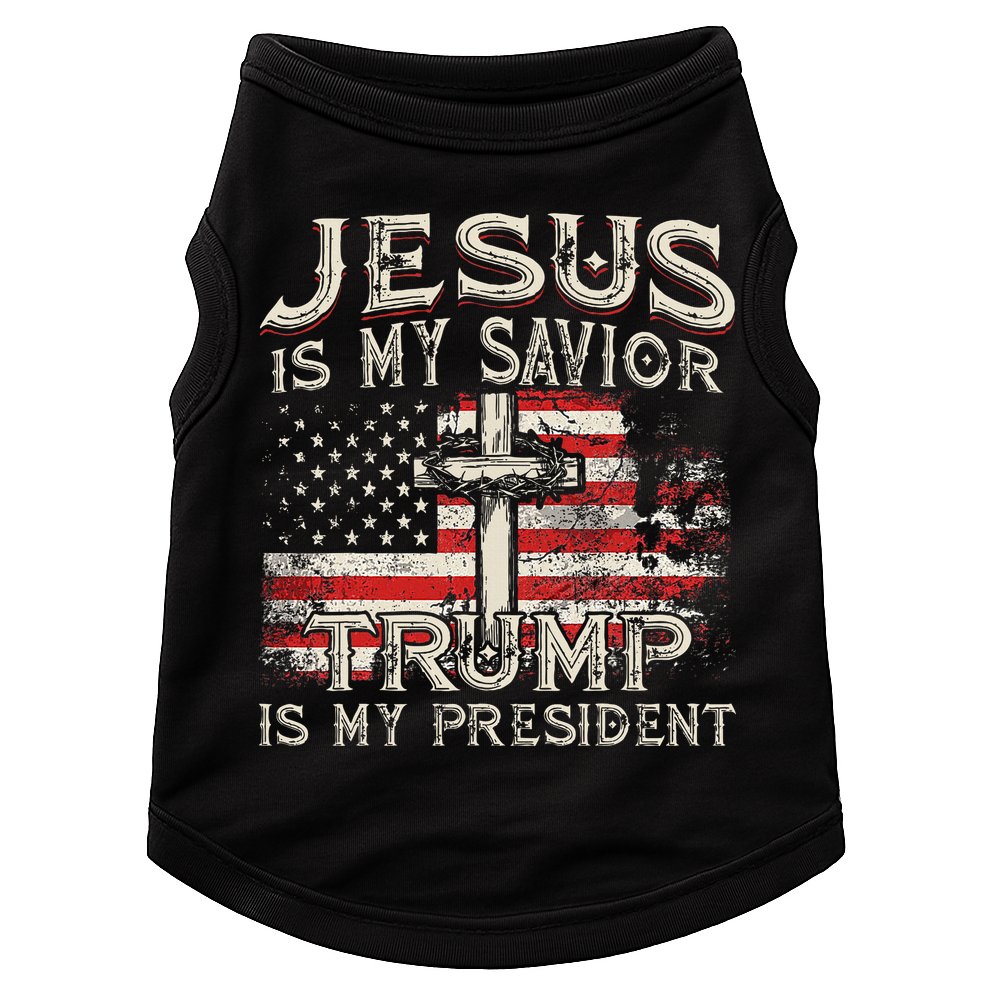 Jesus Is My Savior Trump Is My President Trump 2024 USA Flag Doggie Tank