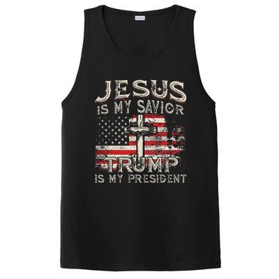 Jesus Is My Savior Trump Is My President Trump 2024 USA Flag PosiCharge Competitor Tank