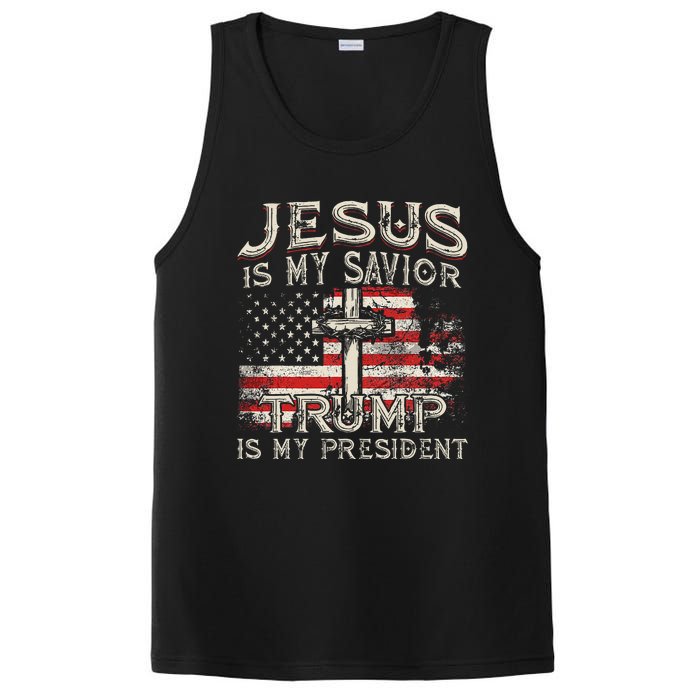 Jesus Is My Savior Trump Is My President Trump 2024 USA Flag PosiCharge Competitor Tank