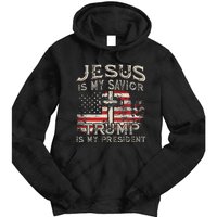 Jesus Is My Savior Trump Is My President Trump 2024 USA Flag Tie Dye Hoodie