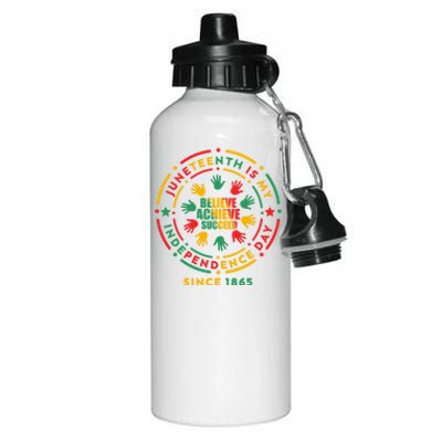 Junenth Is My Independence Day Believe Achieve Succeed Gift Aluminum Water Bottle