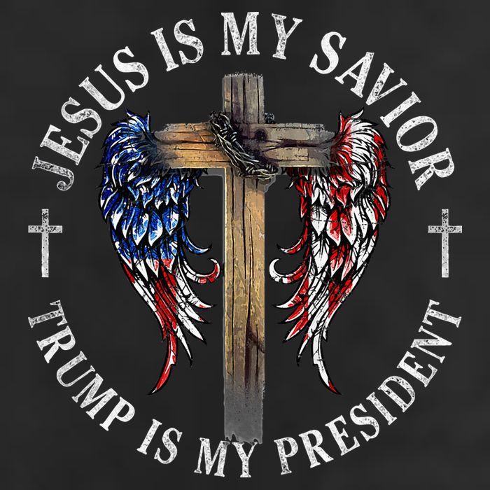 Jesus Is My Savior Trump Is My President 2024 Usa Flag Cross Cool Comfort Performance Bucket Hat
