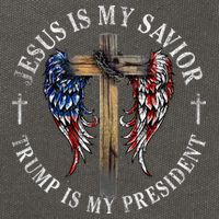 Jesus Is My Savior Trump Is My President 2024 Usa Flag Cross Cotton Canvas Backpack