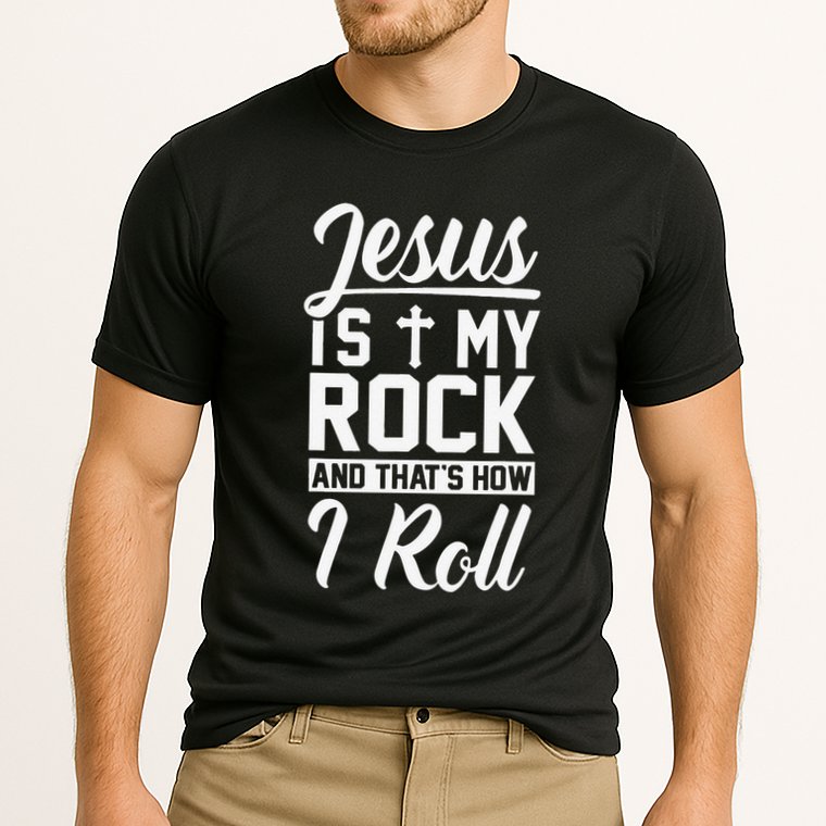 Jesus Is My Rock And Thats How I Roll Christian Performance Shirt