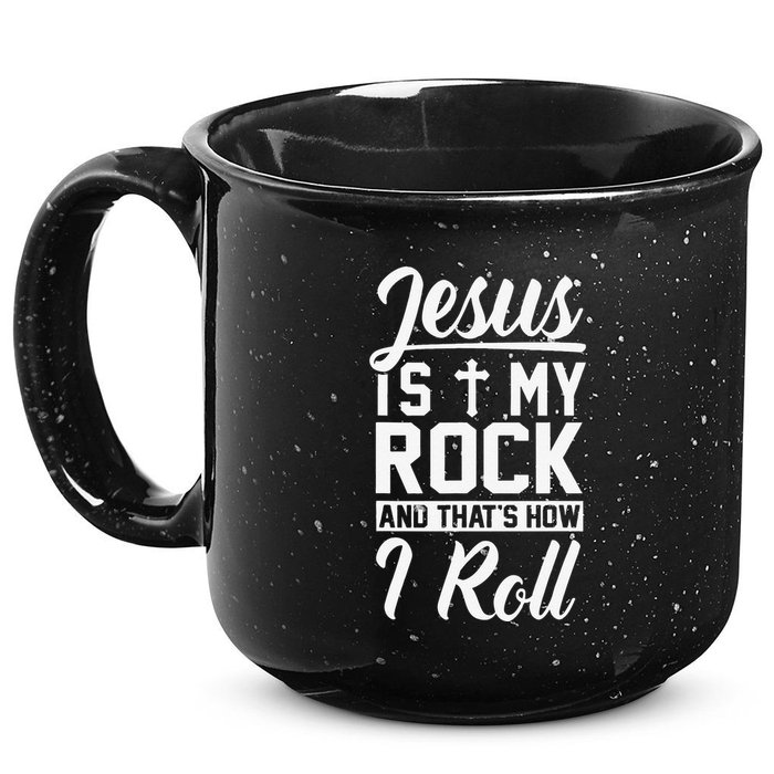Jesus Is My Rock And Thats How I Roll Christian 15oz Campfire Ceramic Mug