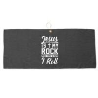 Jesus Is My Rock And Thats How I Roll Christian Large Microfiber Waffle Golf Towel
