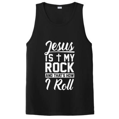 Jesus Is My Rock And Thats How I Roll Christian PosiCharge Competitor Tank