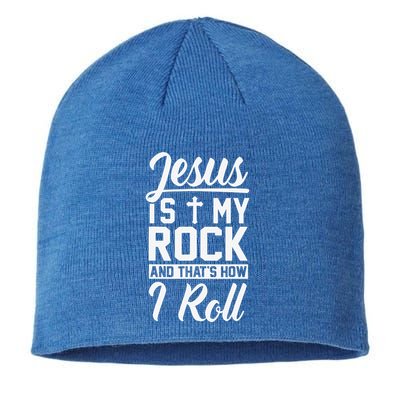 Jesus Is My Rock And Thats How I Roll Christian Sustainable Beanie