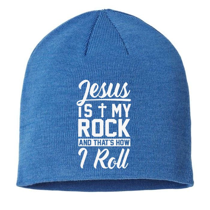 Jesus Is My Rock And Thats How I Roll Christian Sustainable Beanie