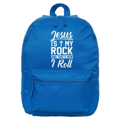 Jesus Is My Rock And Thats How I Roll Christian 16 in Basic Backpack