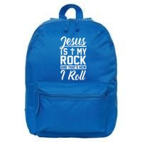 Jesus Is My Rock And Thats How I Roll Christian 16 in Basic Backpack