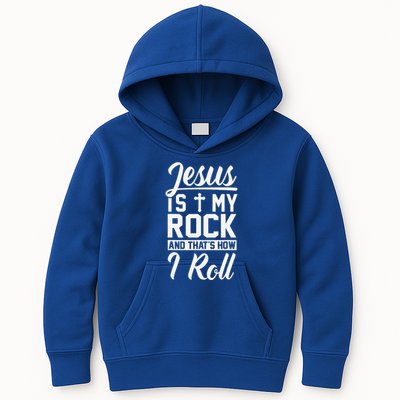 Jesus Is My Rock And Thats How I Roll Christian Kids Hoodie