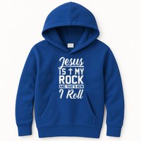 Jesus Is My Rock And Thats How I Roll Christian Kids Hoodie
