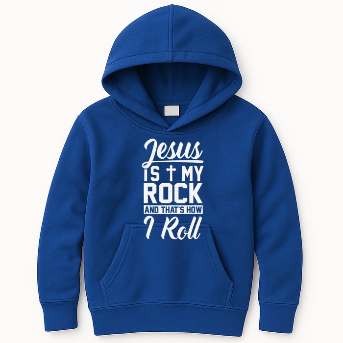 Jesus Is My Rock And Thats How I Roll Christian Kids Hoodie