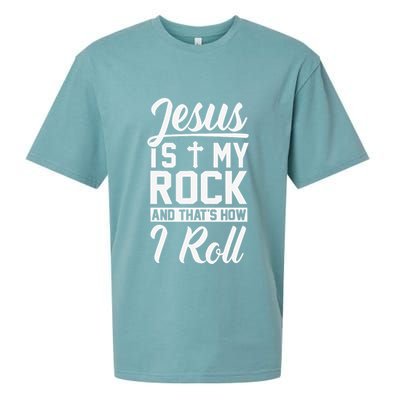 Jesus Is My Rock And Thats How I Roll Christian Sueded Cloud Jersey T-Shirt