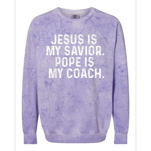 Jesus Is My Savior Pope Is My Coach Religious Quote Colorblast Crewneck Sweatshirt