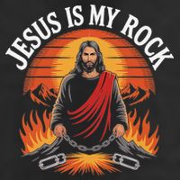 Jesus Is My Rock Biblical Faith 7 Panel Mesh Trucker Snapback Hat