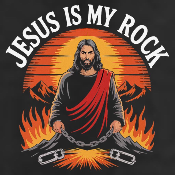 Jesus Is My Rock Biblical Faith 7 Panel Mesh Trucker Snapback Hat