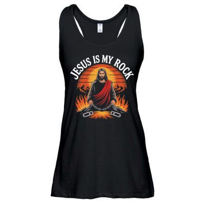 Jesus Is My Rock Biblical Faith Ladies Essential Flowy Tank