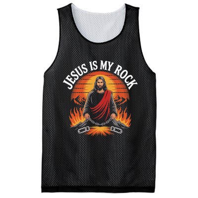 Jesus Is My Rock Biblical Faith Mesh Reversible Basketball Jersey Tank