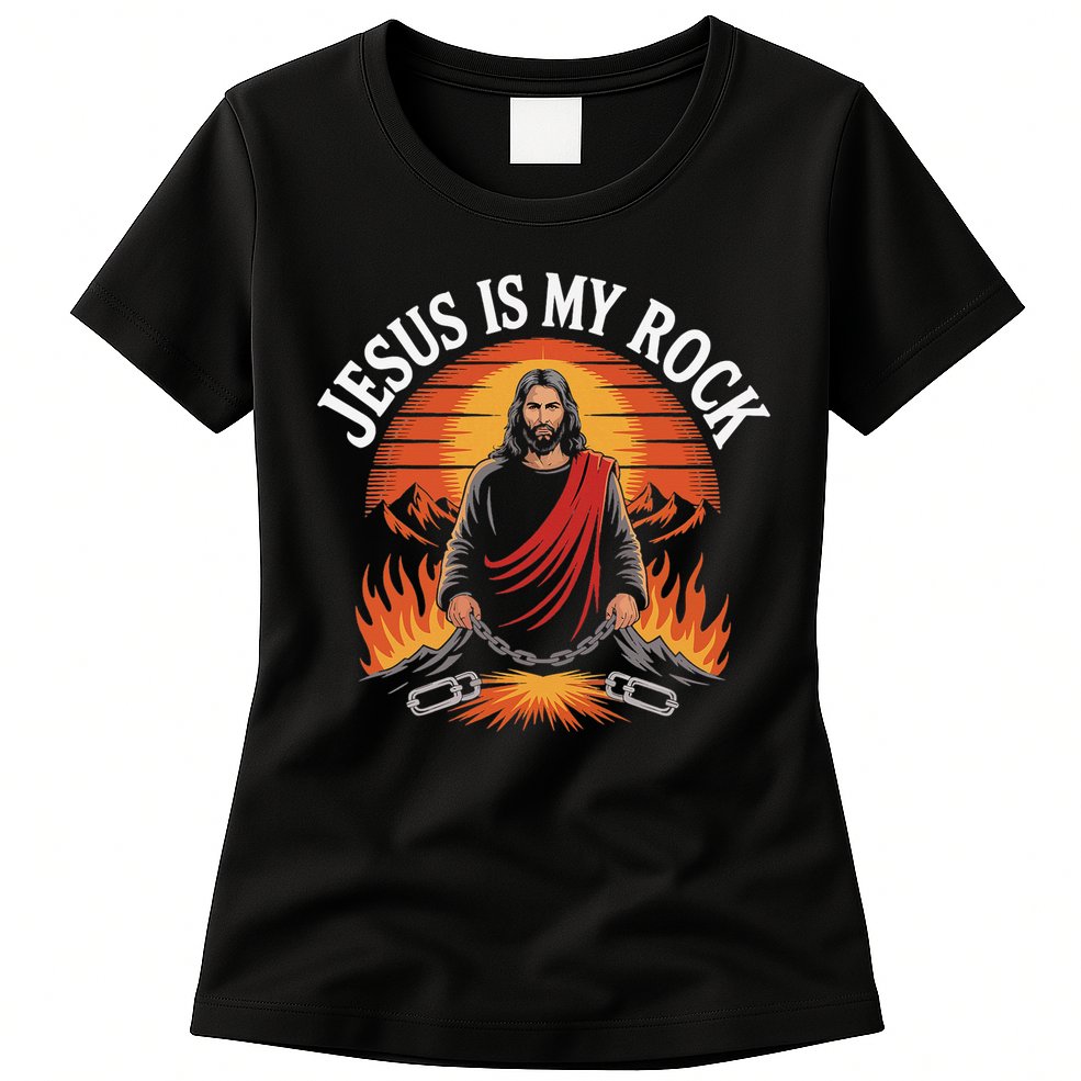Jesus Is My Rock Biblical Faith Womens T-Shirt
