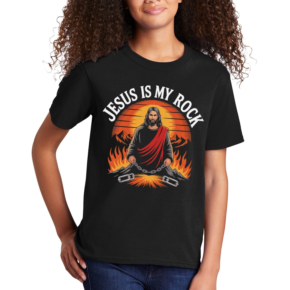 Jesus Is My Rock Biblical Faith Kids T-Shirt