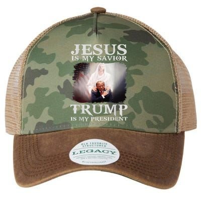 Jesus Is My Savior Trump Is My President Legacy Tie Dye Trucker Hat