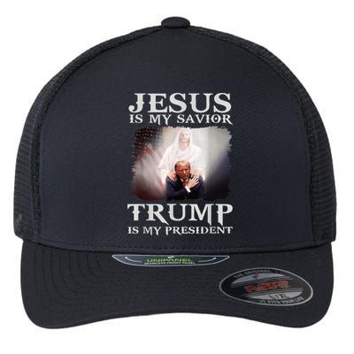 Jesus Is My Savior Trump Is My President Flexfit Unipanel Trucker Cap