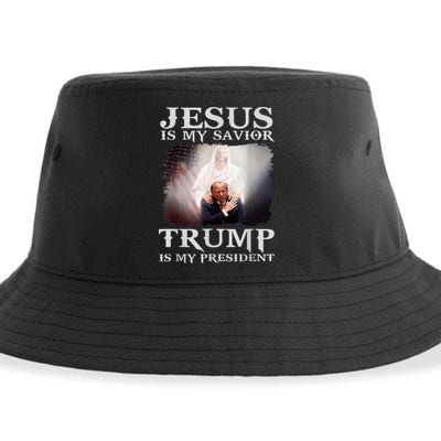 Jesus Is My Savior Trump Is My President Sustainable Bucket Hat