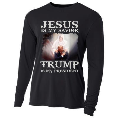 Jesus Is My Savior Trump Is My President Cooling Performance Long Sleeve Crew