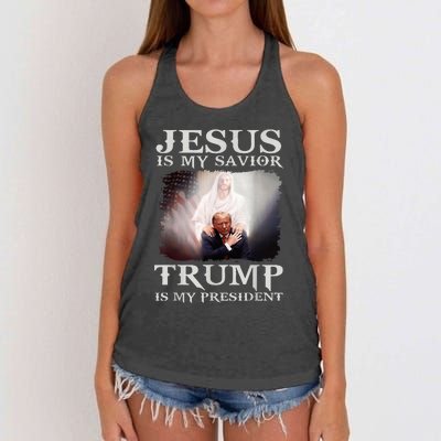 Jesus Is My Savior Trump Is My President Women's Knotted Racerback Tank