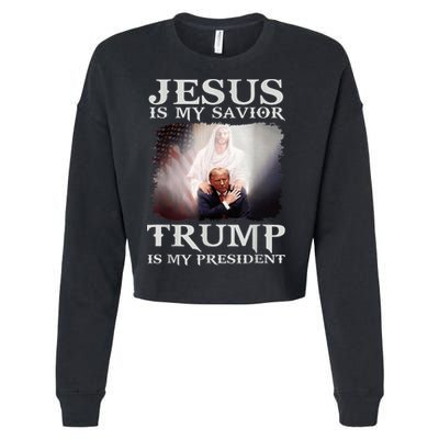 Jesus Is My Savior Trump Is My President Cropped Pullover Crew