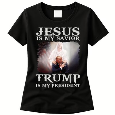 Jesus Is My Savior Trump Is My President Womens T-Shirt