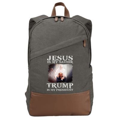 Jesus Is My Savior Trump Is My President Cotton Canvas Backpack
