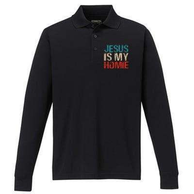 Jesus Is My Homie Performance Long Sleeve Polo