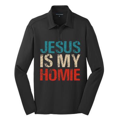 Jesus Is My Homie Silk Touch Performance Long Sleeve Polo