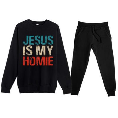 Jesus Is My Homie Premium Crewneck Sweatsuit Set