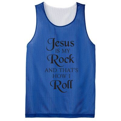 Jesus Is My Rock And Thats How I Roll Christ Size Mesh Reversible Basketball Jersey Tank