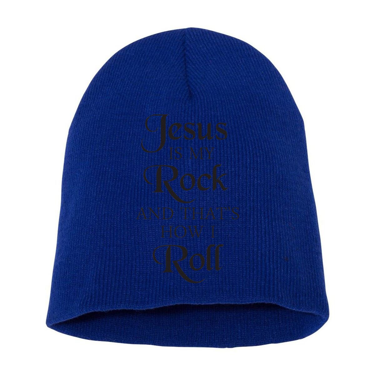 Jesus Is My Rock And Thats How I Roll Christ Size Short Acrylic Beanie