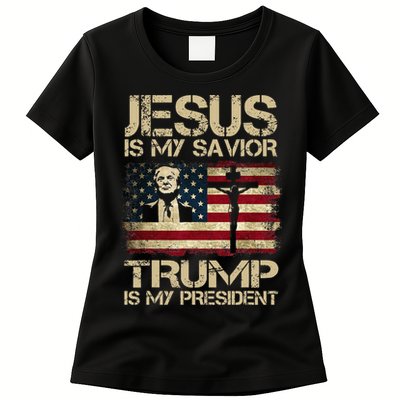 Jesus Is My Savior Trump Is My President Trump 2024 Womens T-Shirt