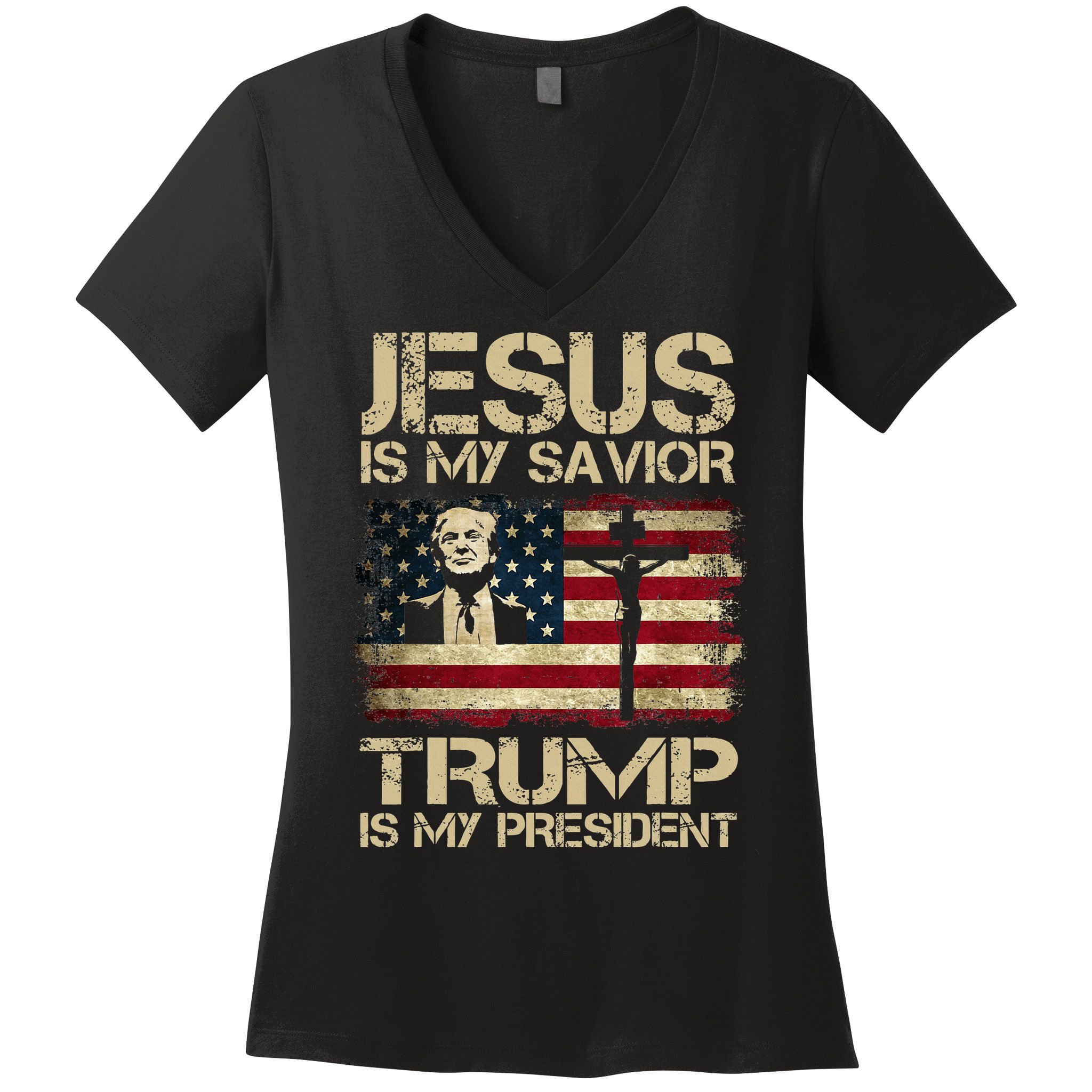 Jesus Is My Savior Trump Is My President Trump 2024 Women's V-Neck T-Shirt