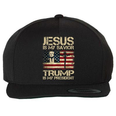 Jesus Is My Savior Trump Is My President Trump 2024 Wool Snapback Cap