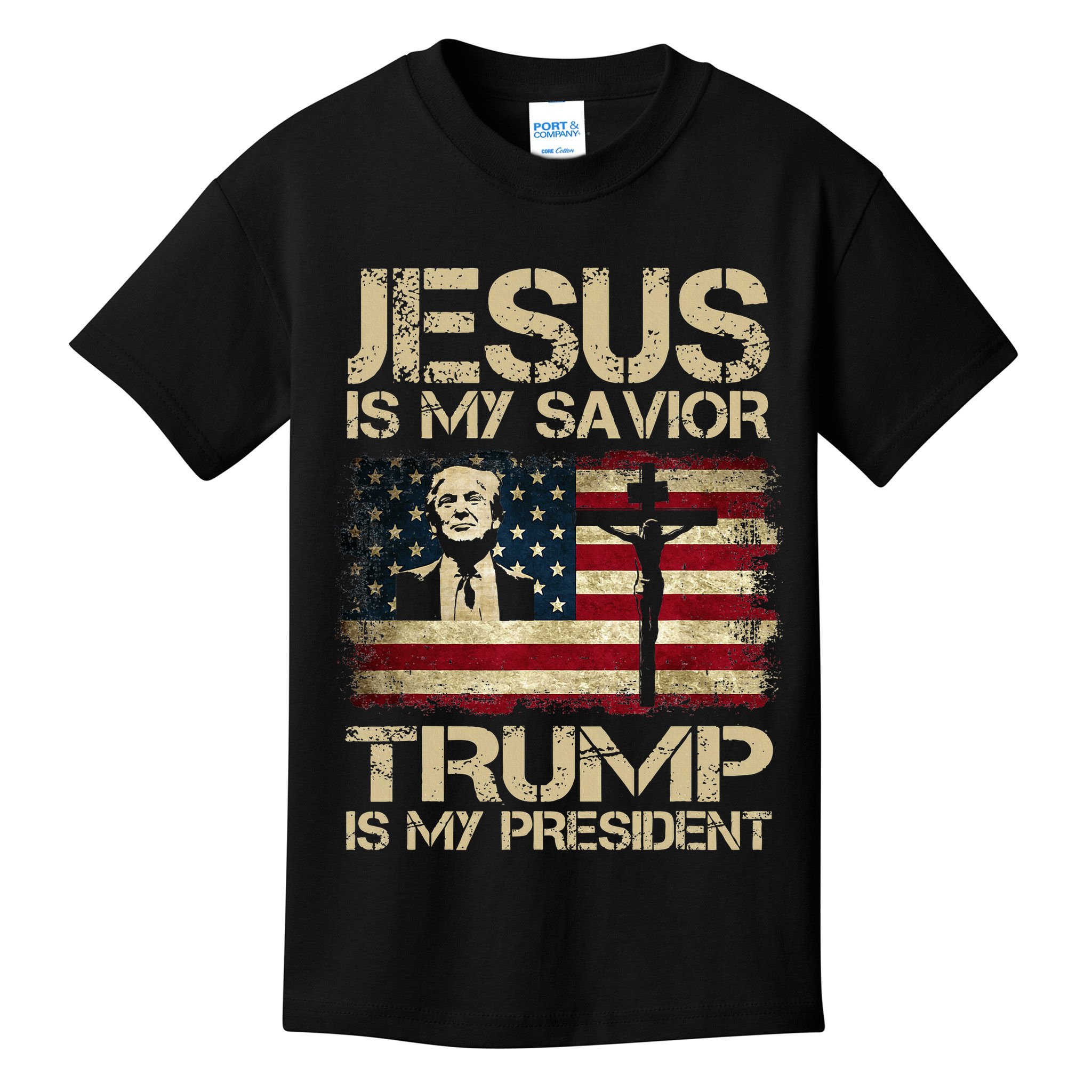 Jesus Is My Savior Trump Is My President Trump 2024 Kids T-Shirt