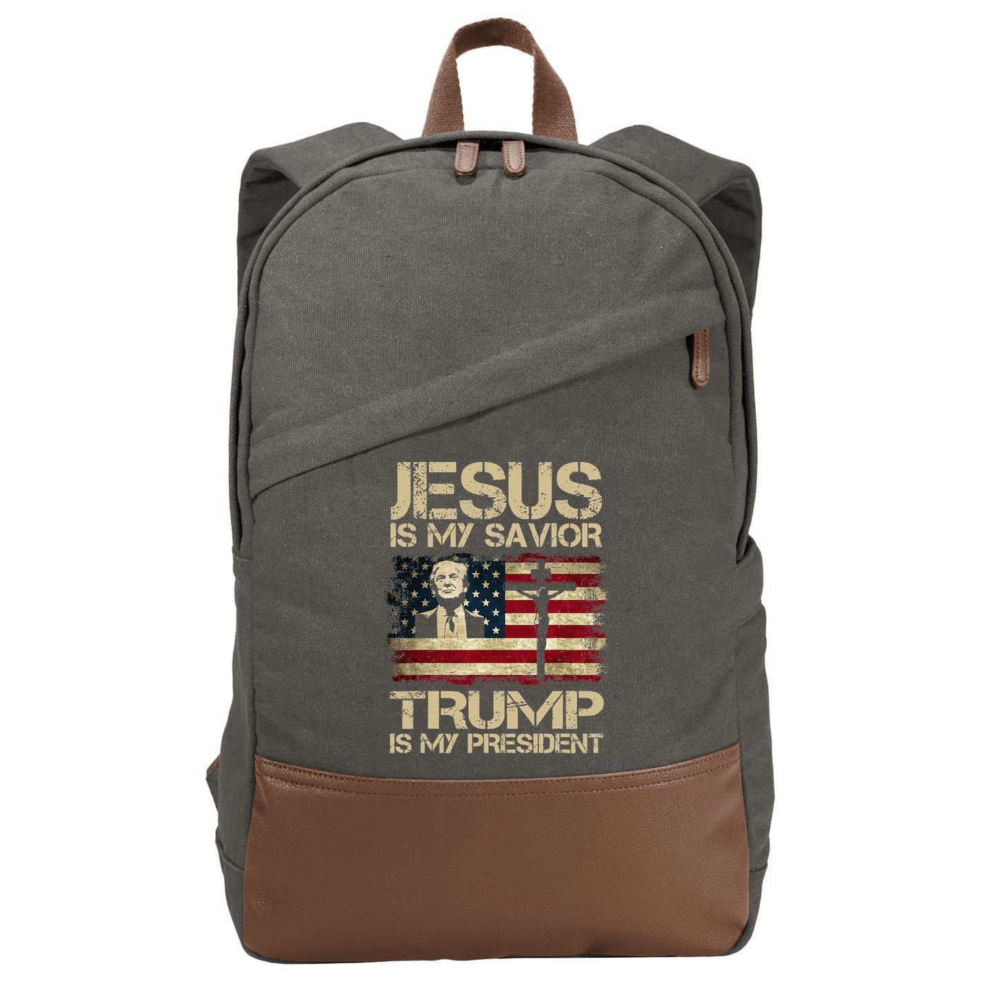 Jesus Is My Savior Trump Is My President Trump 2024 Cotton Canvas Backpack