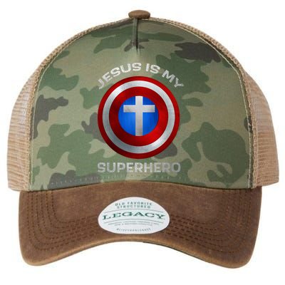 Jesus Is My Superhero Faith Shield Legacy Tie Dye Trucker Hat