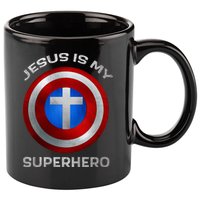 Jesus Is My Superhero Faith Shield 11oz C Handle Ceramic Mug