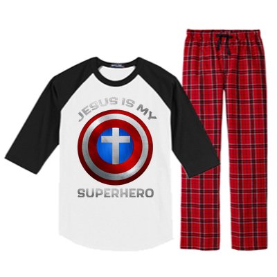 Jesus Is My Superhero Faith Shield Raglan Sleeve Pajama Set